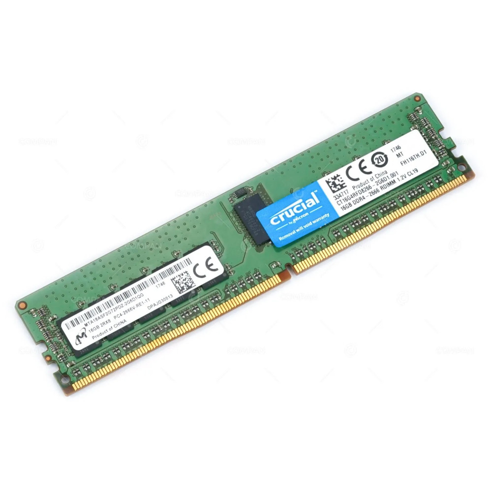 CT16G4RFD8266-2G6D1.001 CRUCIAL MEMORY 16GB 2RX8 PC4 2666V ECC RDIMM DDR4 21300V MTA18ASF2G72PDZ-2G6D1, 334717