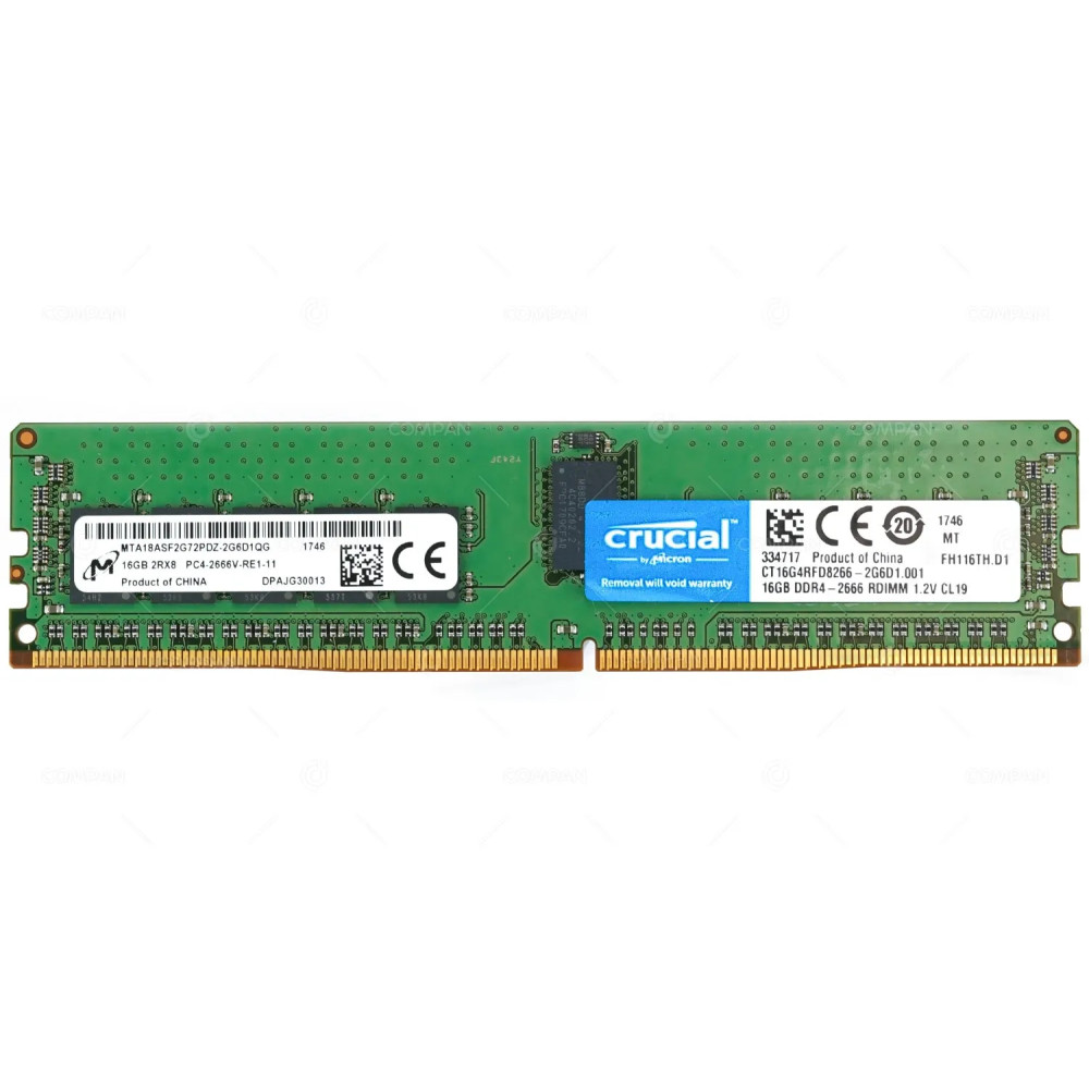 CT16G4RFD8266-2G6D1.001 CRUCIAL MEMORY 16GB 2RX8 PC4 2666V ECC RDIMM DDR4 21300V