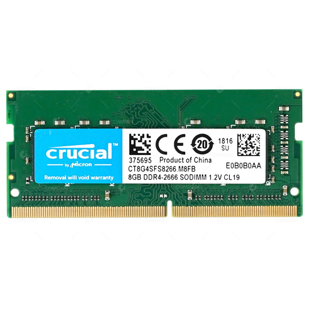 CT8G4SFS8266.M8FB CRUCIAL MEMORY 8GB 1RX8 PC4 2666V DDR4 21300V 266 PIN CL19 SODIMM UNBUFFERED NON ECC FOR LAPTOP 375695
