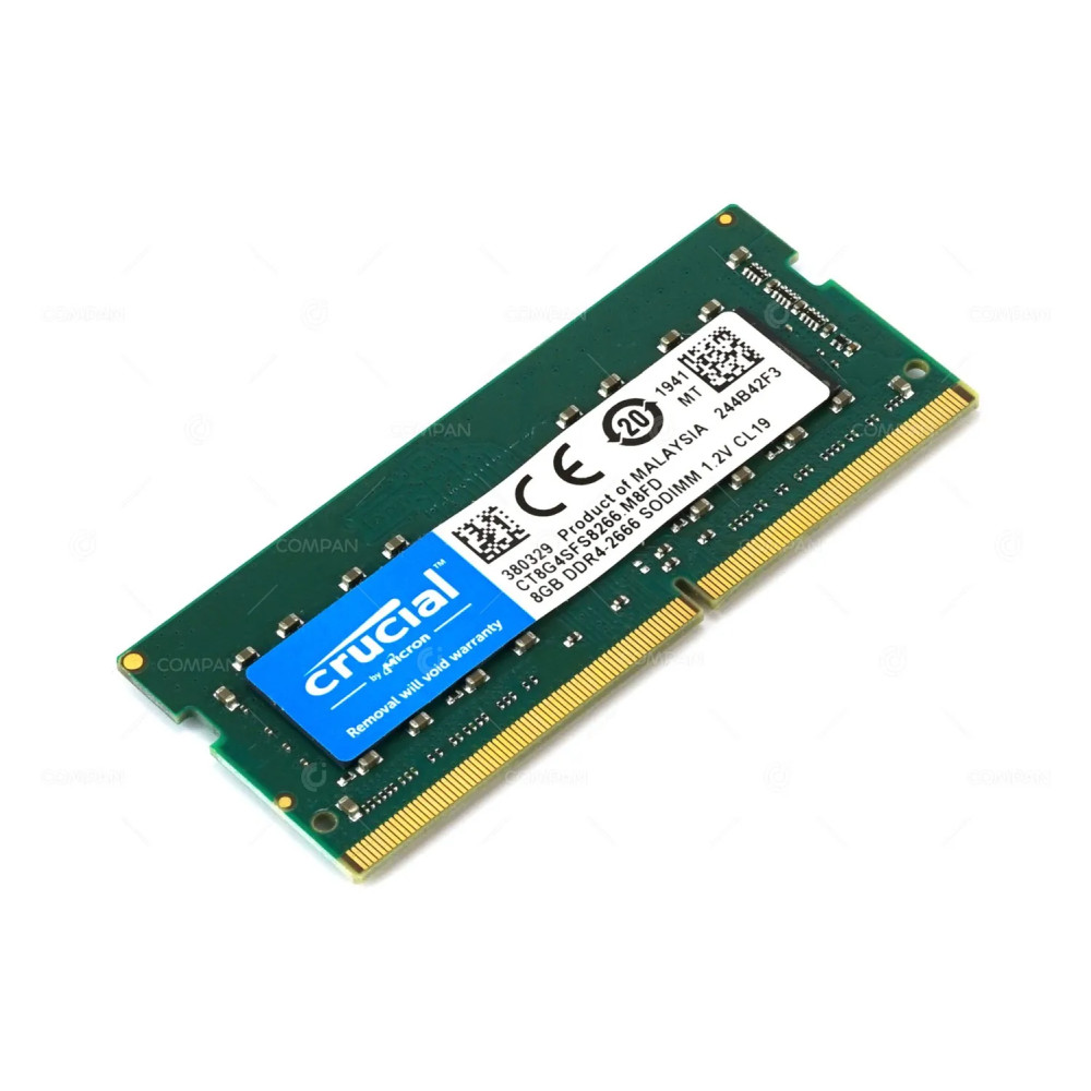 CT8G4SFS8266.M8FD CRUCIAL MEMORY 8GB 1RX8 PC4 2666V DDR4 21300V 266 PIN CL19 SODIMM UNBUFFERED NON ECC FOR LAPTOP 380329