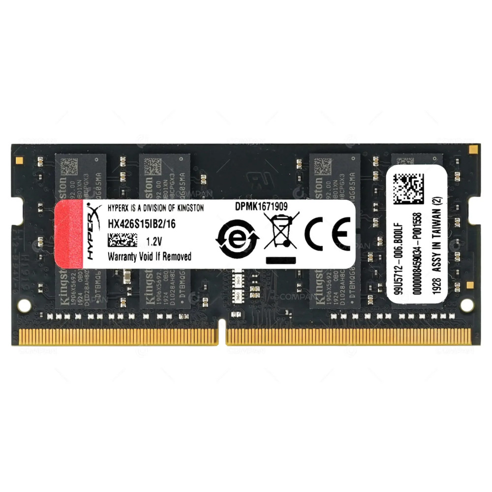 HX426S15IB2-16 HYPERX MEMORY 16GB 2RX8 PC4 2666V DDR4 21300V 260 PIN CL15 1.2V SODIMM UNBUFFERED NON ECC FOR LAPTOP HX426S15IB2/16, 99U5712-006.B00LF