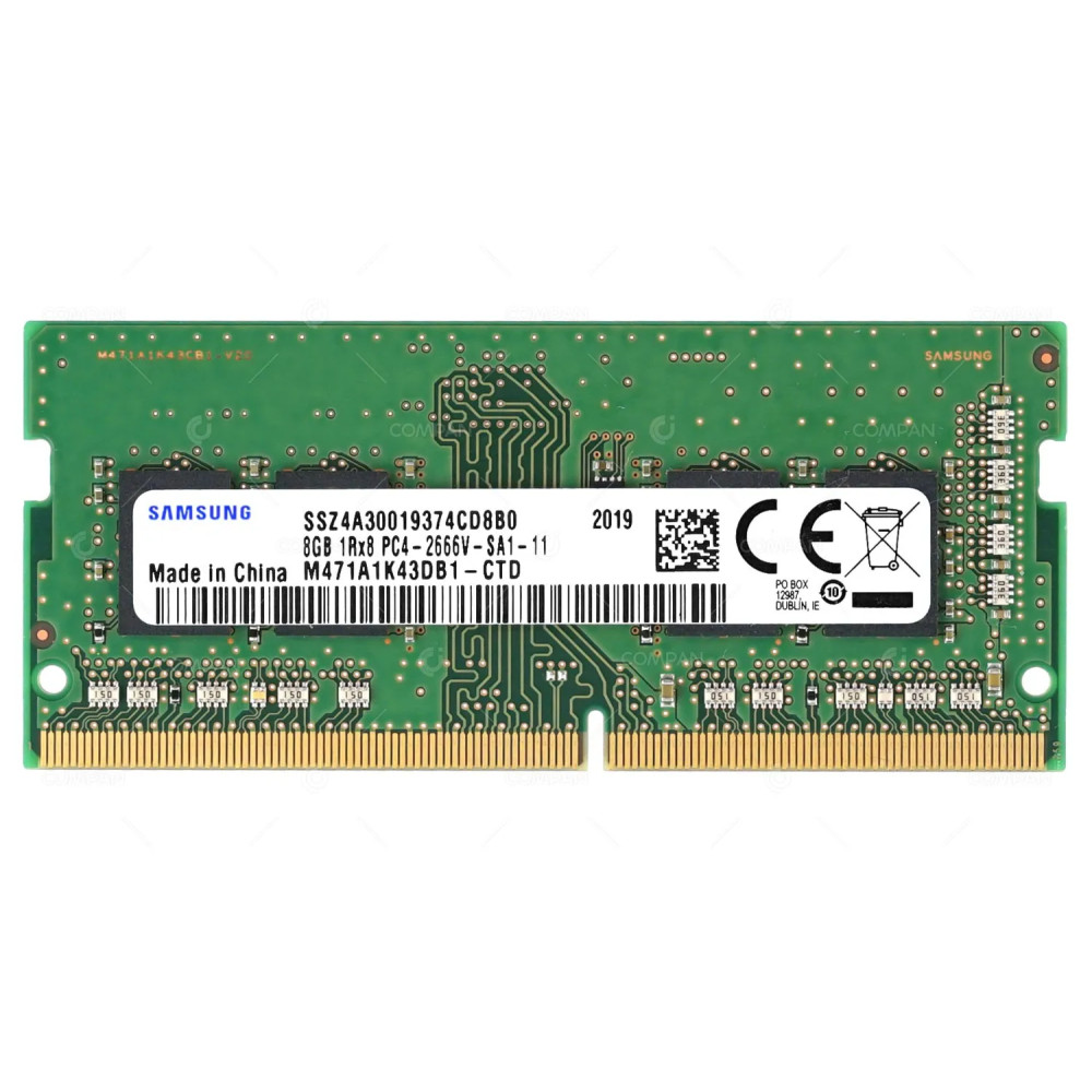 M471A1K43DB1-CTD SAMSUNG MEMORY 8GB 1RX8 PC4 2666V DDR4 21300V 260 PIN CL19 NON ECC SODIMM UNBUFFERED FOR LAPTOP -