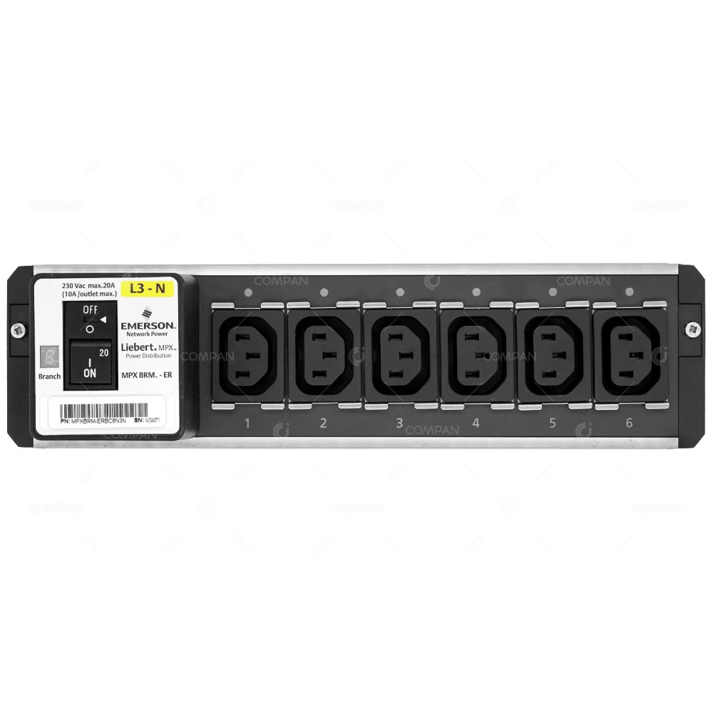 MPXBRM-ERBC6N3N  EMERSON LIEBERT MPX RACK PDU, OUTPUT MODULE, RECEPTACLE MANAGED, 0U, 230V 10A, L3-N OUTPUTS (6)C13