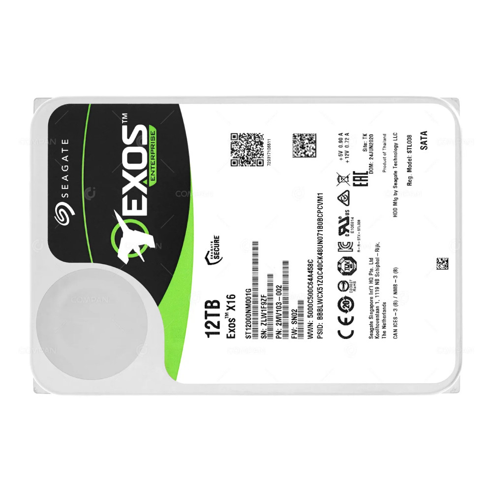 ST12000NM001G  SEAGATE EXOS X16 HDD 12TB 7.2K SATA 6G 256MB CACHE 3.5" LFF