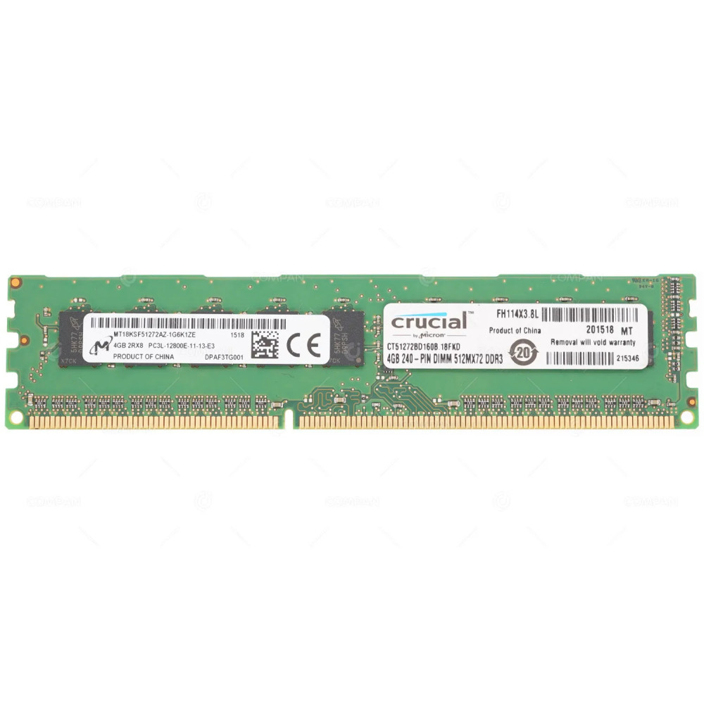 CT51272BD1608.18FKD  CRUCIAL MEMORY 4GB 2RX8 PC3 12800 DDR3 1600