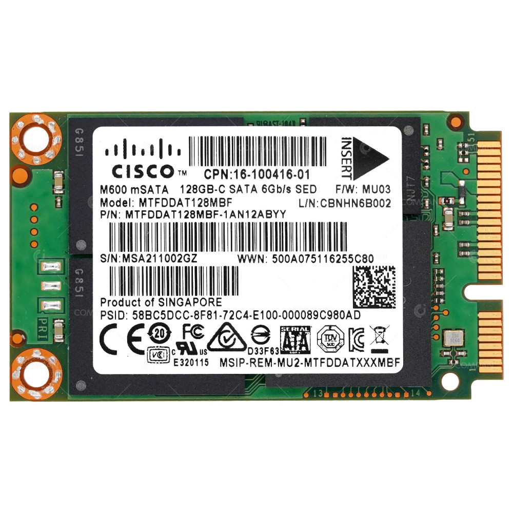 16-100416-01  CISCO M500IT MSATA 128GB SATA 6GB/S FOR FIREPOWER  C9300