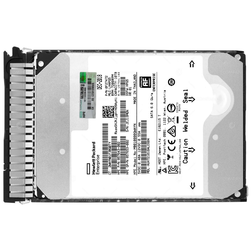 857967-001 HP HDD 10TB 7.2K SATA 6G 3.5" LFF FOR HPE PROLIANT G10