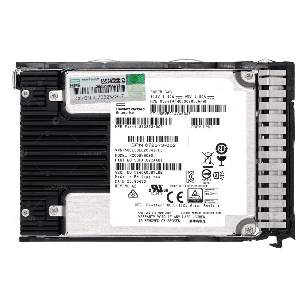 872506-001 HP SSD 800GB SAS 12G 2.5" SFF FOR HP PROLIANT DL380 G8 G9 G10