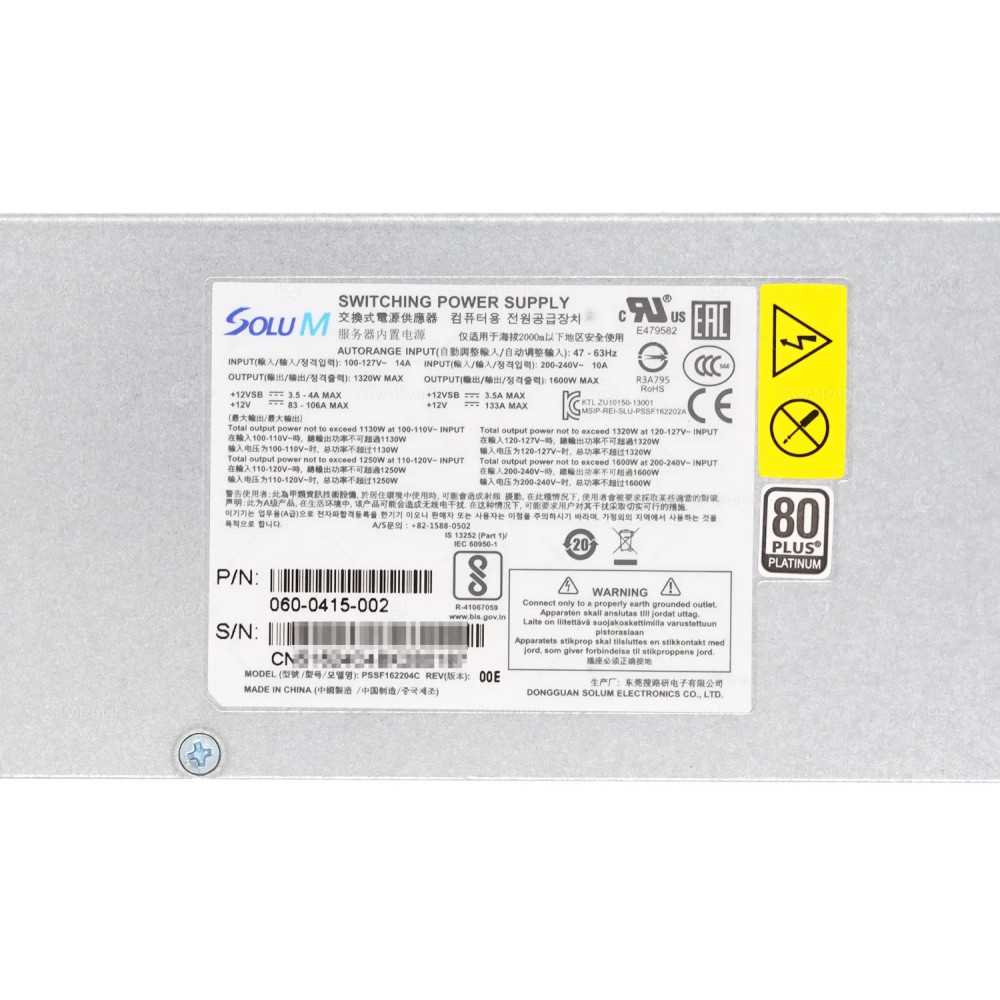 060-0415-002  HPE 1600W SWITCHING POWER SUPPLY FOR HPE SUPERDOME FLEX CHASSIS