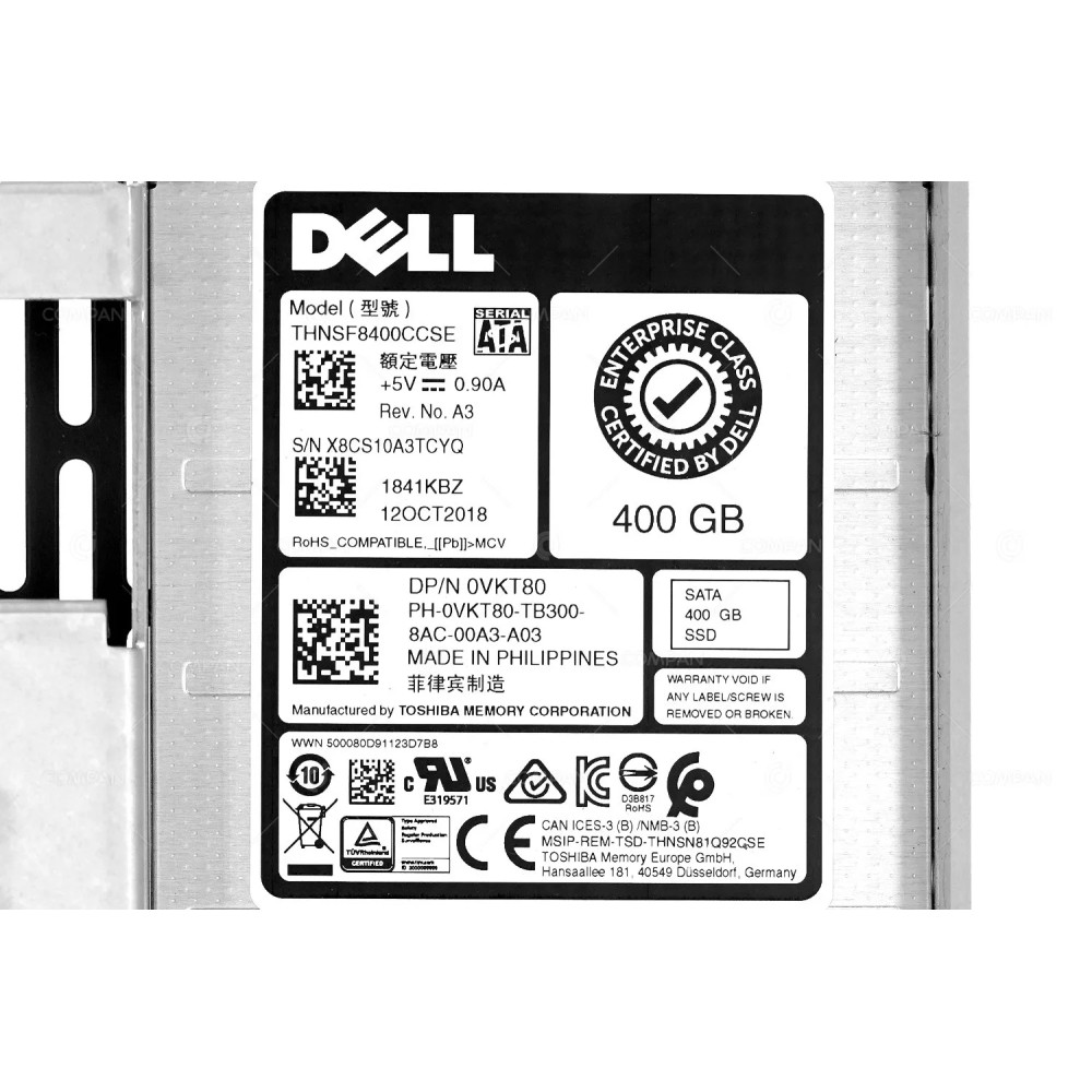 VKT80 LFF  DELL 400GB 6G SATA 3.5 LFF SSD