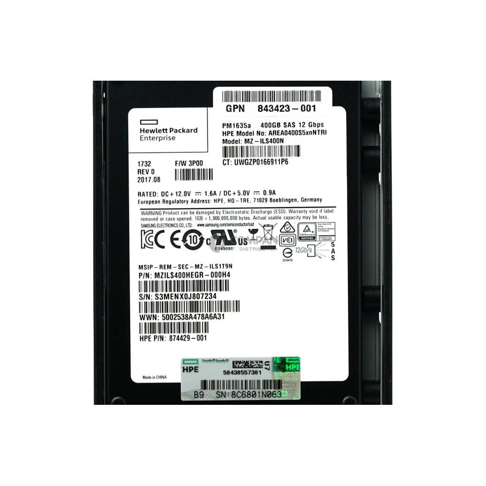 879386-001 HPE 400GB SSD SAS 12G 2.5" SFF FOR 3PAR 8000