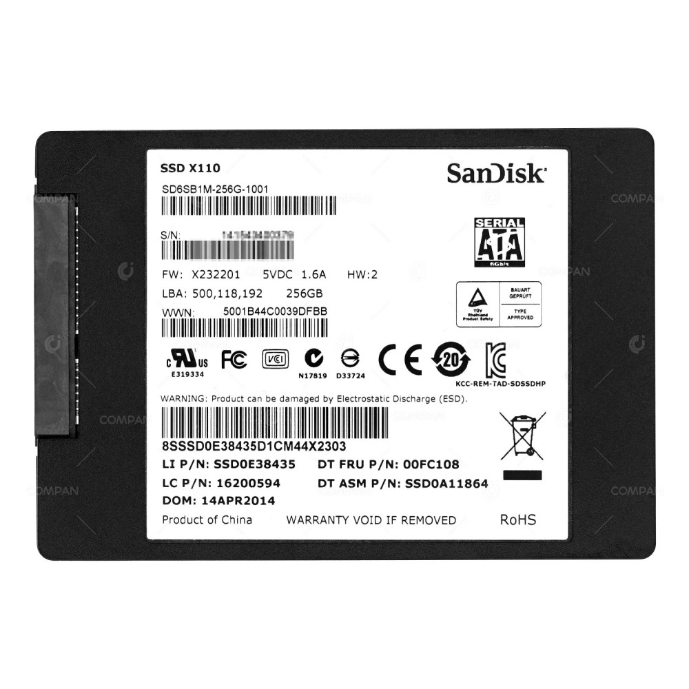 00FC108  LENOVO SSD 256GB SATA 6G 2.5" SFF