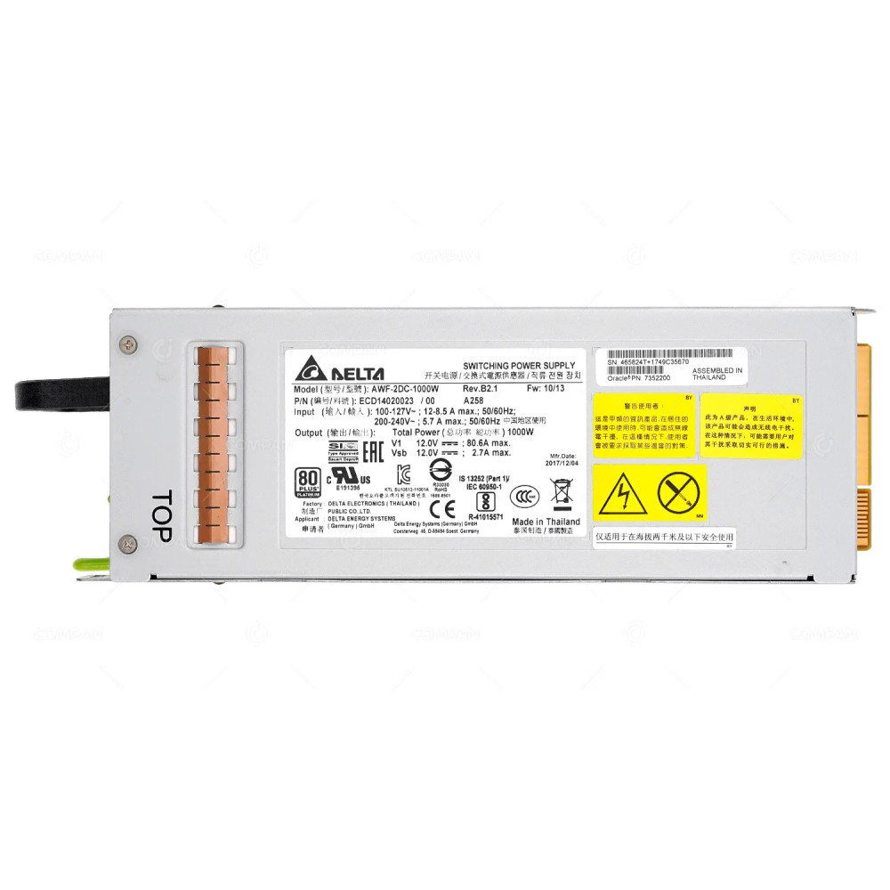 7352200  SUN ORACLE 1000W 80 PLUS PLATINUM POWER SUPPLY FOR ORACLE SPARC T7-1