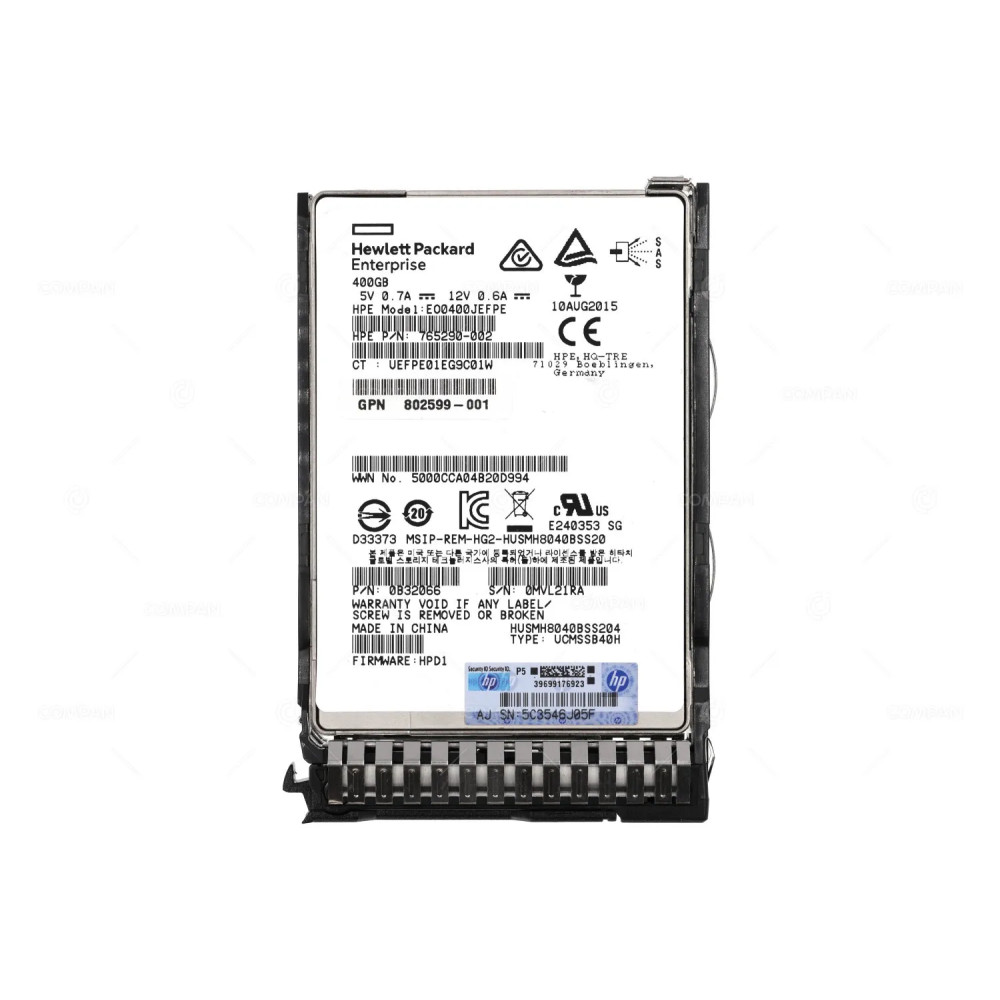 802907-001  HP SSD 400GB SAS 12G 2.5" SFF HOT-SWAP FOR HPE PROLIANT G8-G10