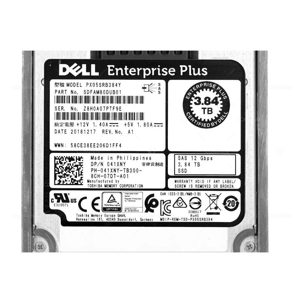 41XNY-CML  DELL CML 3.84TB 12G SAS 2.5 SSF SSD RI READ INTENSIVE DRIVE FOR COMPELLENT SC5020