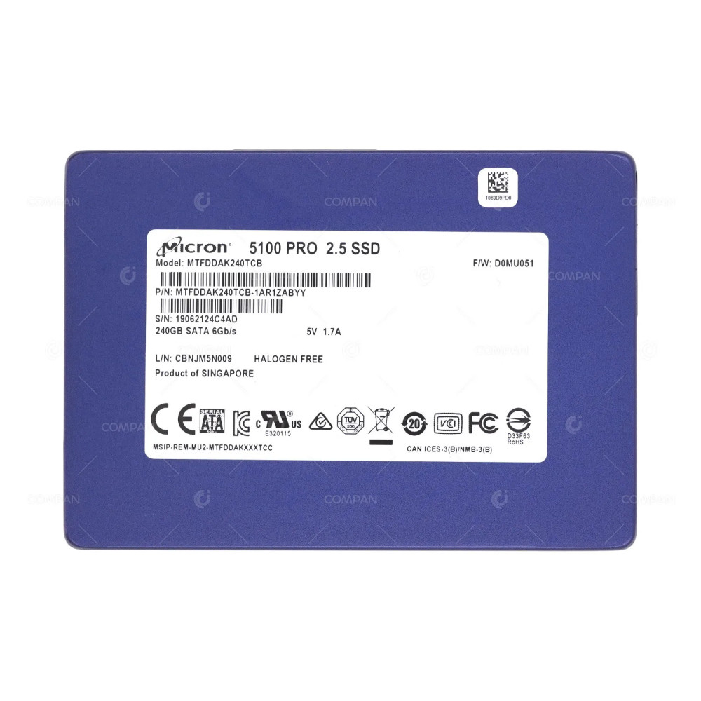 MTFDDAK240TCB  MICRON 240GB 6G 5100 PRO SATA 2.5 SSD
