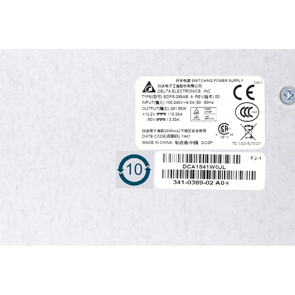 341-0389-02  CISCO 291.55W +12.2V/10.25A -50V/3.33A SWITCHING POWER SUPPLY FOR 2811