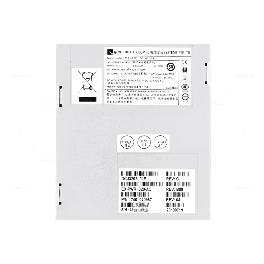 EX-PWR-320-AC  JUNIPER 320W POWER SUPPLY FOR JUNIPER EX4200