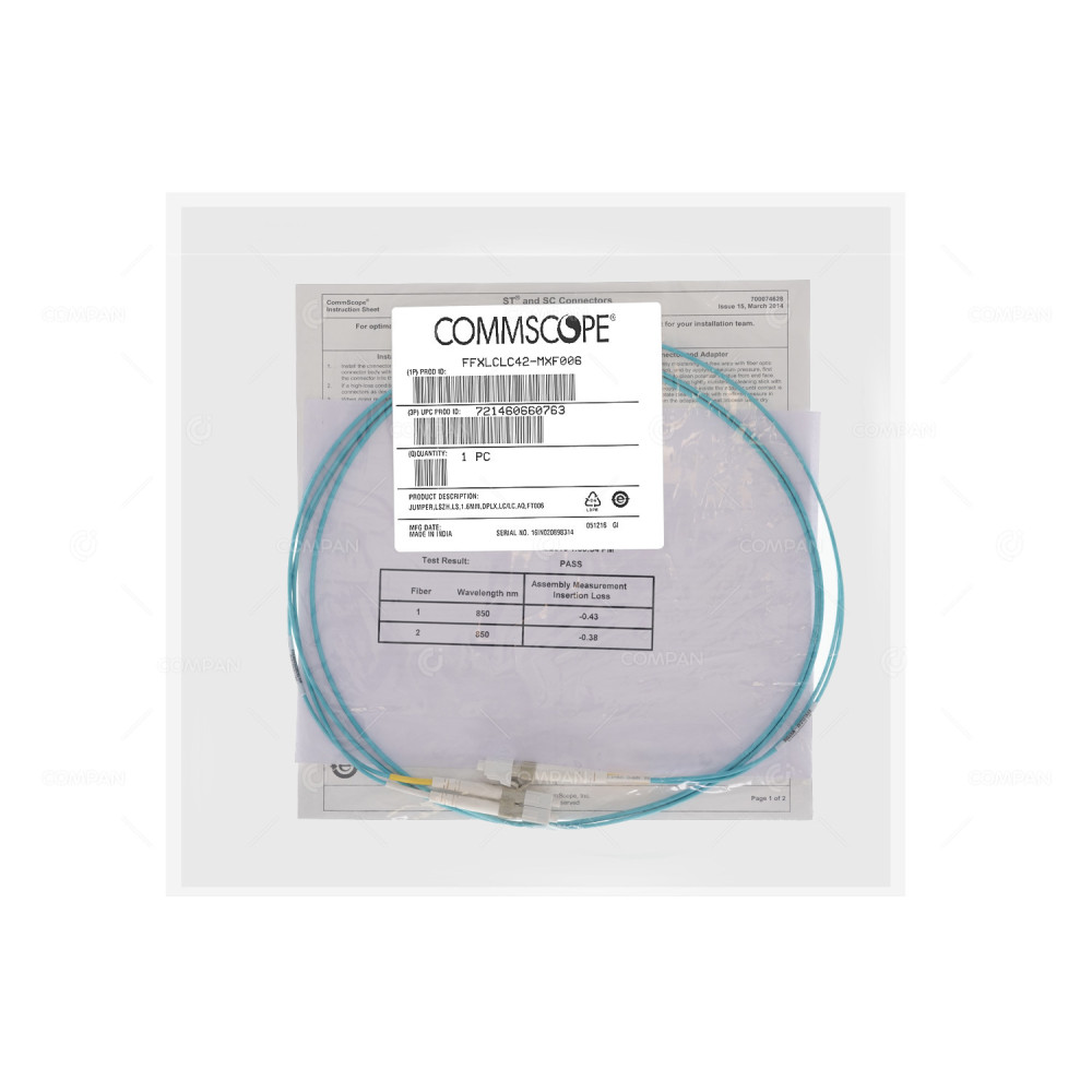 1PFFXLCLC42-MXF006  COMMSCOPE 1PFFXLCLC42-MXF006 FIBER PATCH CORD 3M JUMPER LSZH LS 1.6MM DPLX LC/LC AQ FT006
