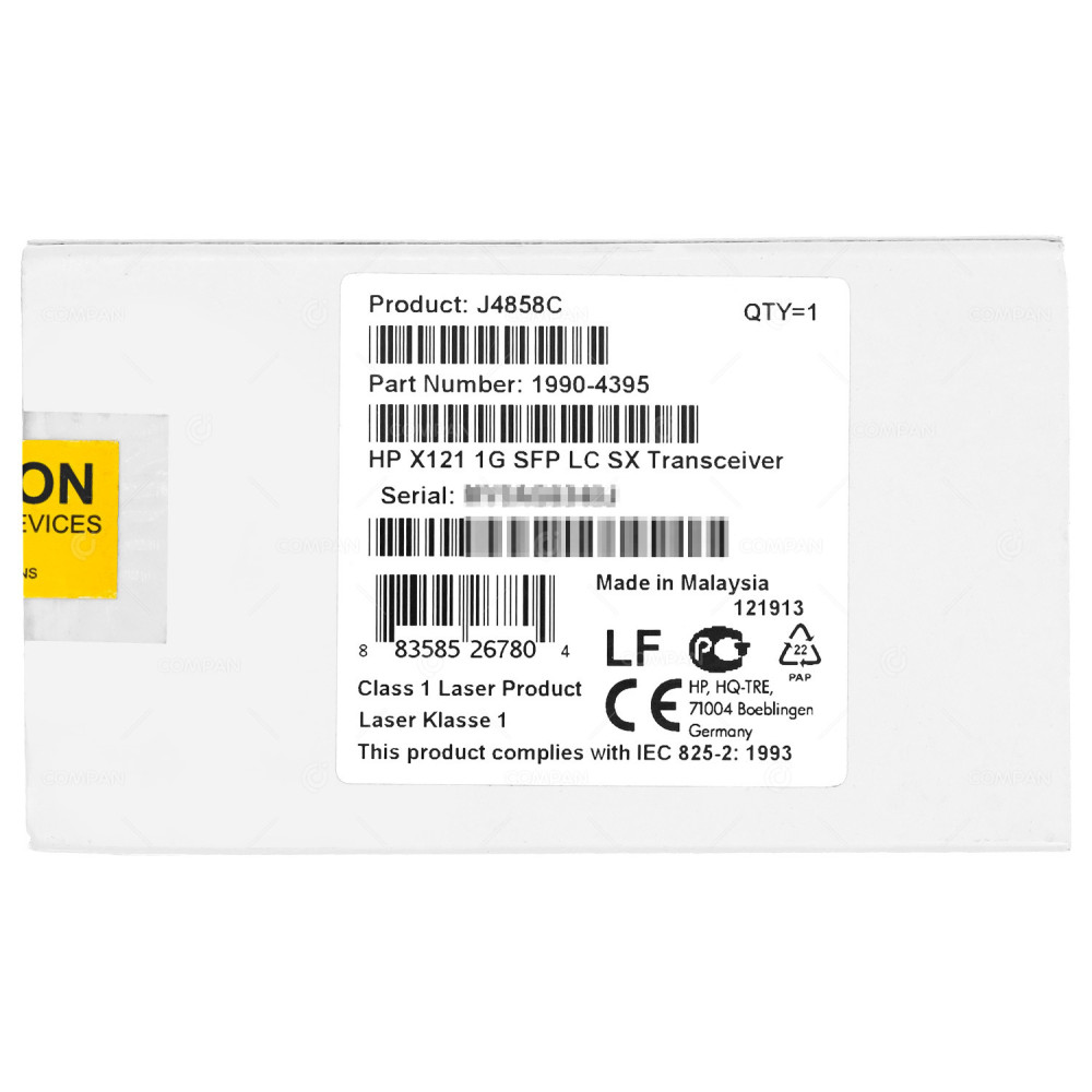 J4858C NEW  HPE OPTICAL TRANCEIVER MODULE X121 1000BASE-SX SFP MMF LC 850NM 550M