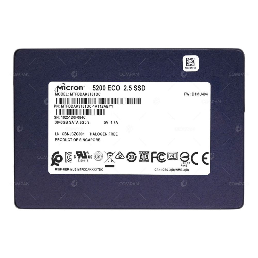 MTFDDAK3T8TDC  MICRON 3.84TB 6G 5200 ECO SATA 2.5 SSD