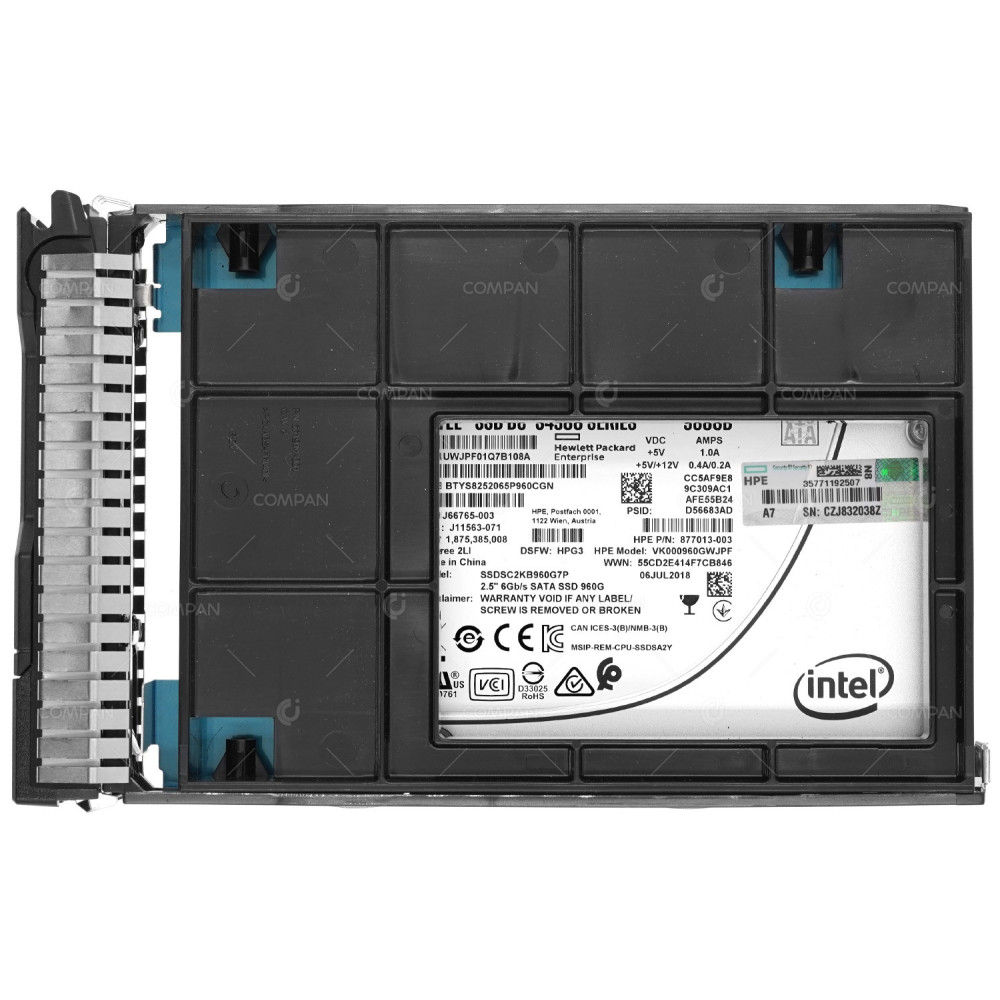 878850-001  HP 960GB 6G SSD SATA DS READ INTENSIVE 2.5 SFF IN 3.5 LFF G8 G9 G10