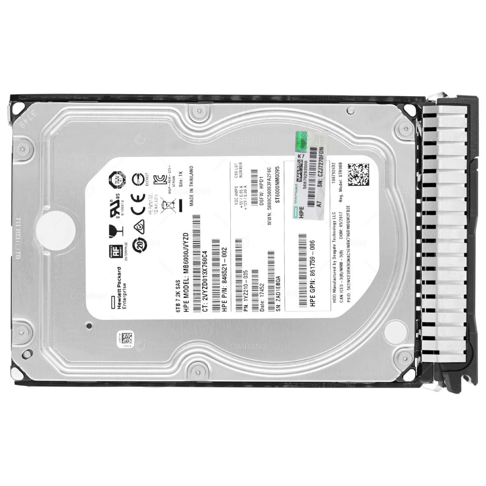 862140  HP HDD 6TB 7.2K SAS 12G 3.5" LFF FOR HPE PROLIANT G8 G9