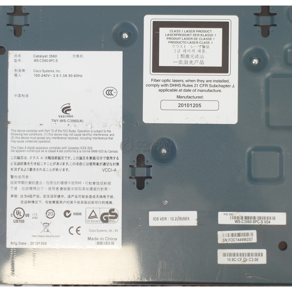 CISCO CATALYST 3560 COMPACT 8 10/100 POE + 1 PORT T/SFP IP B SWITCH