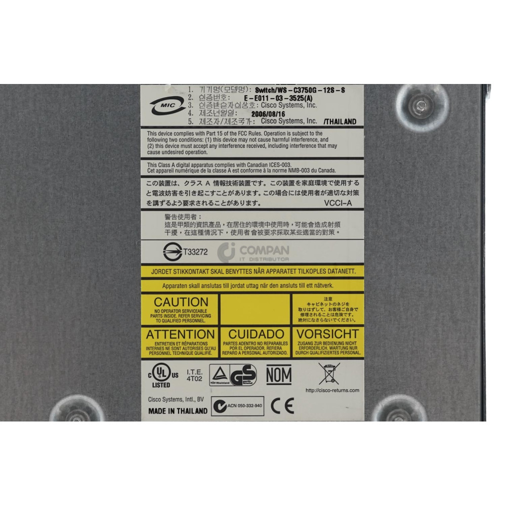 WS-C3750G-12S-S CISCO CATALYST 3750G-12S 12-PORT SFP SWITCH