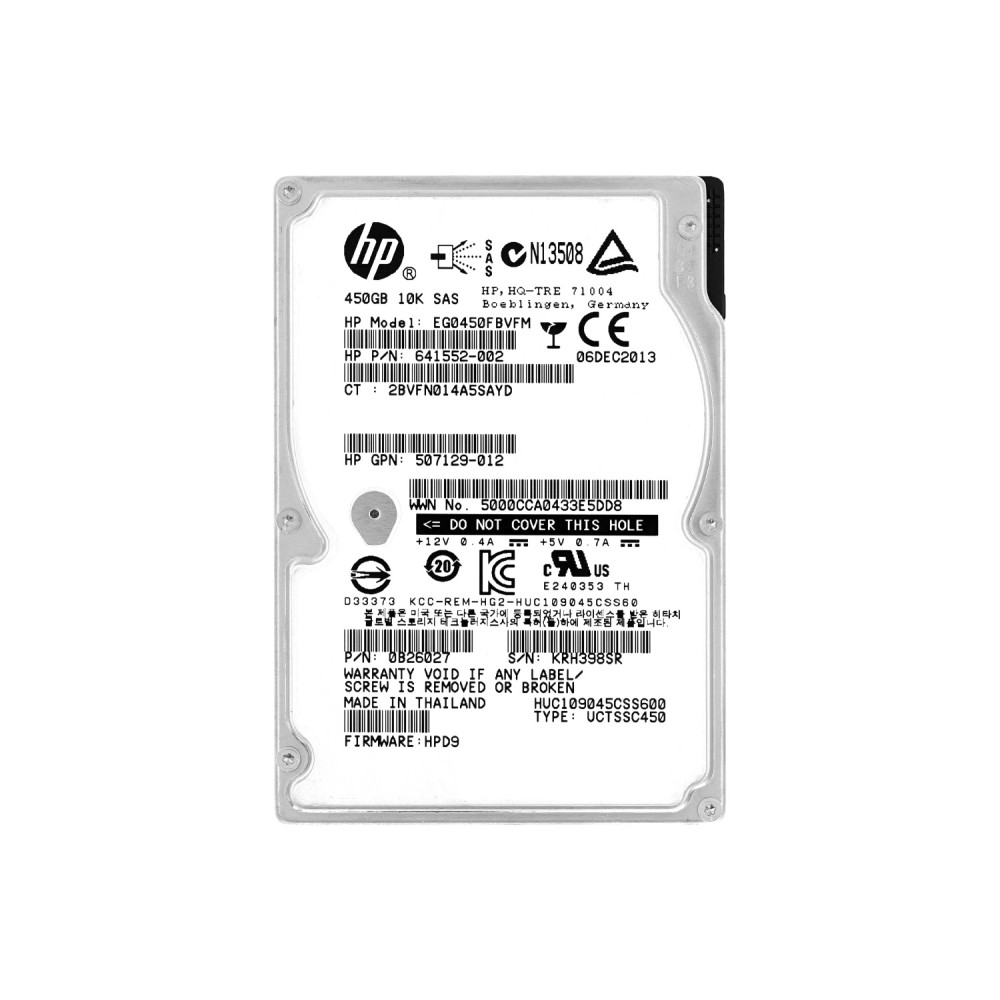 HUC109045CSS600 HP HDD 450GB 10K SAS 6G 2.5" SFF HOT-SWAP