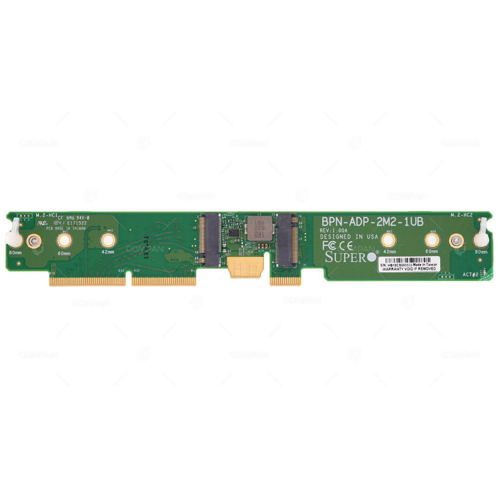 BPN-ADP-2M2-1UB  SUPERMICRO 2-SLOT M.2 SATA/NVME CARRIER CARD FOR 2029BT-HNR 2029BT-HNC0R 2029BT-HNTR NETAPP H500S