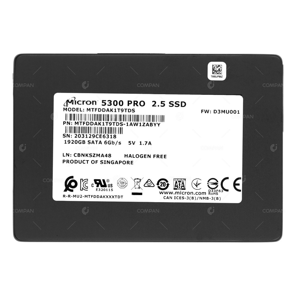 MTFDDAK1T9TDS  MICRON 1.92TB 6G SATA 2.5 SFF SSD