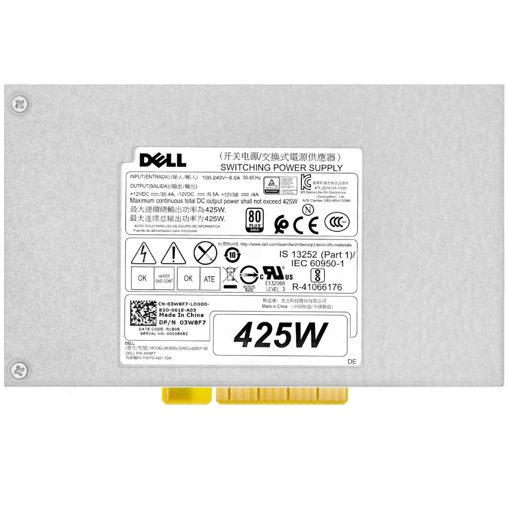 3W8F7  DELL POWER SUPPLY 425W 80PLUS GOLD FOR PRECISION 5820 TOWER
