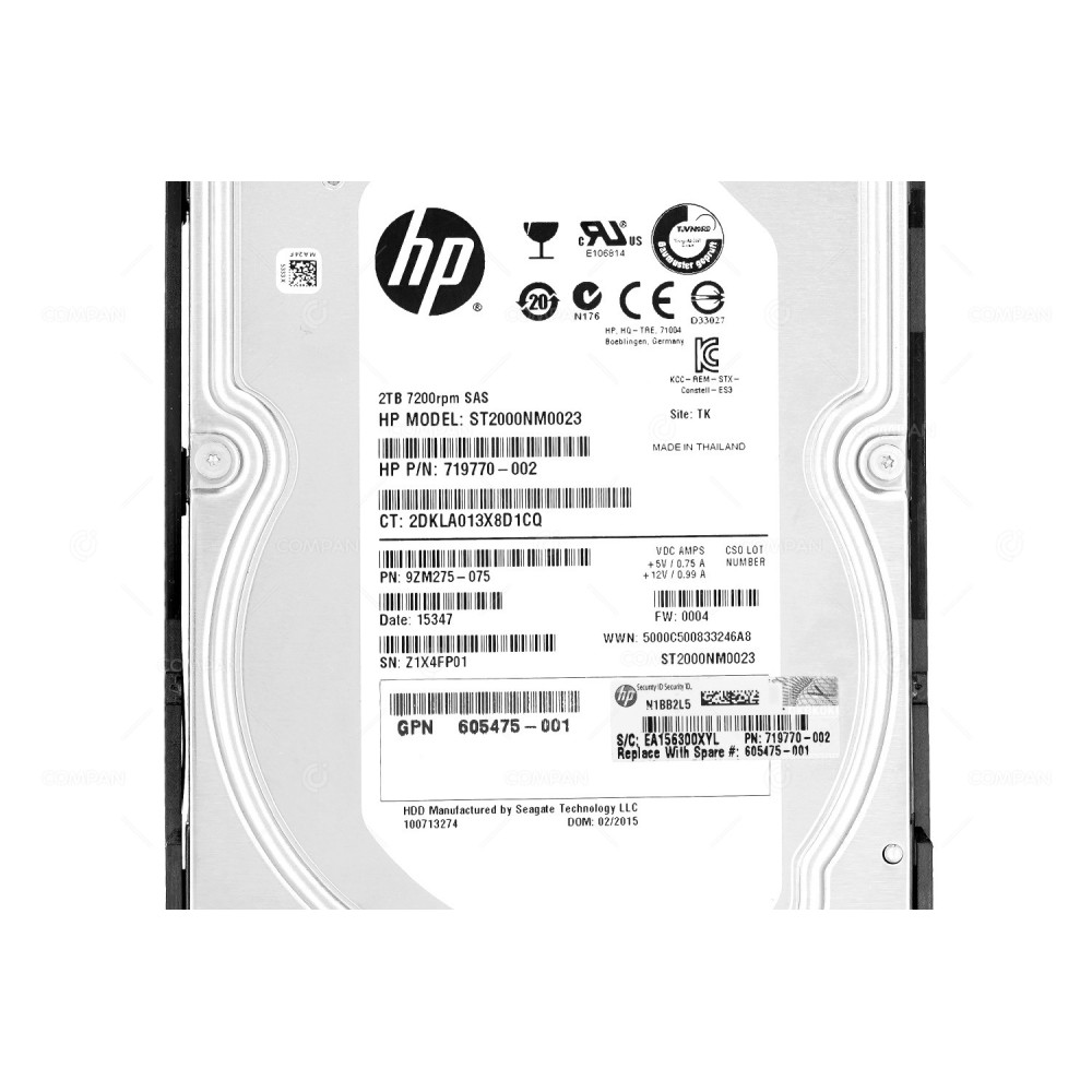 841502-001  HP HARD DRIVE 2TB 7.2K 6G SAS 3.5 LFF FOR P2000