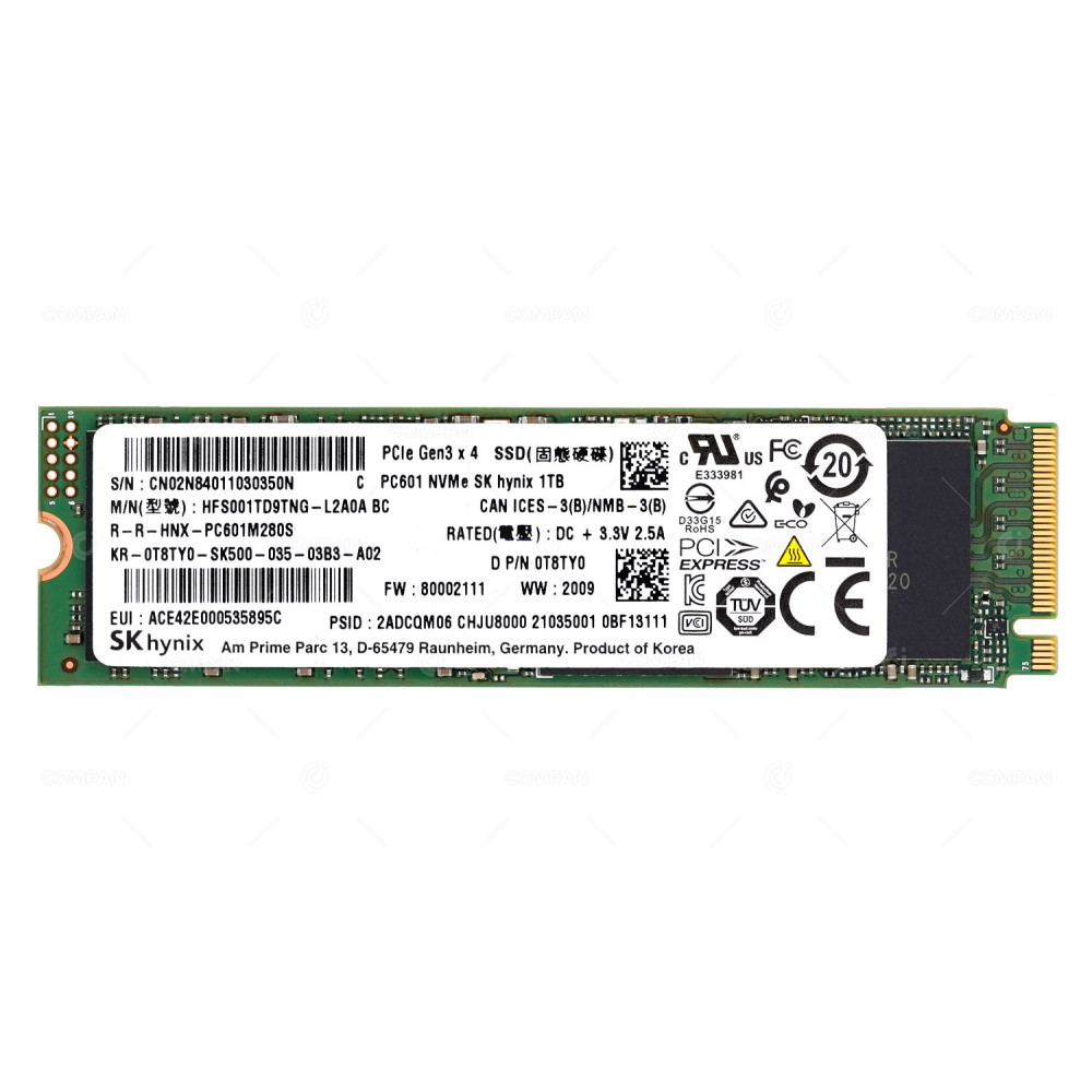 T8TY0  DELL 1TB PCIE GEN3 X4 NVME M.2 2280 SSD