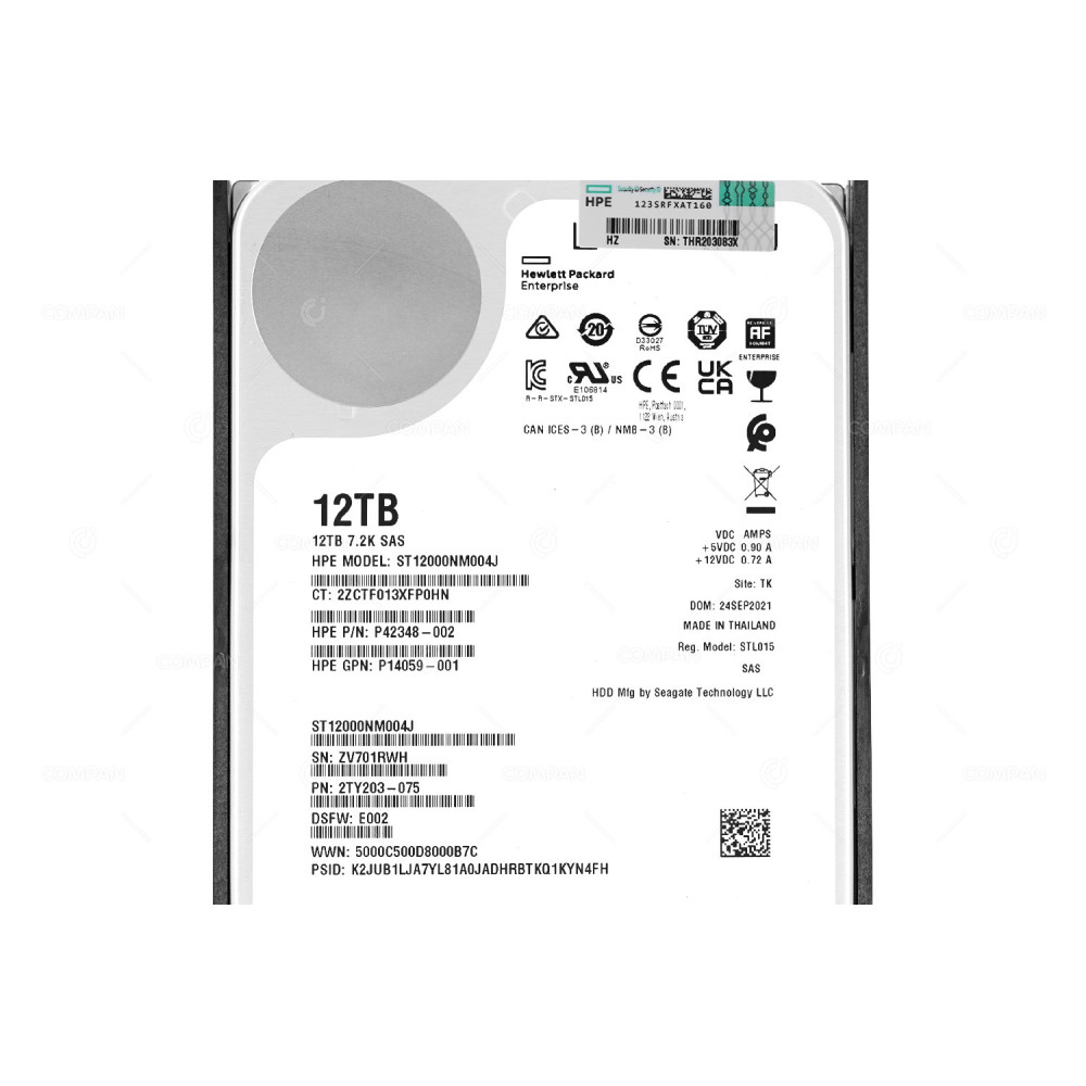 P13251-001  HP HDD 12TB 7.2K SAS 12G 3.5" LFF FOR MSA 2060