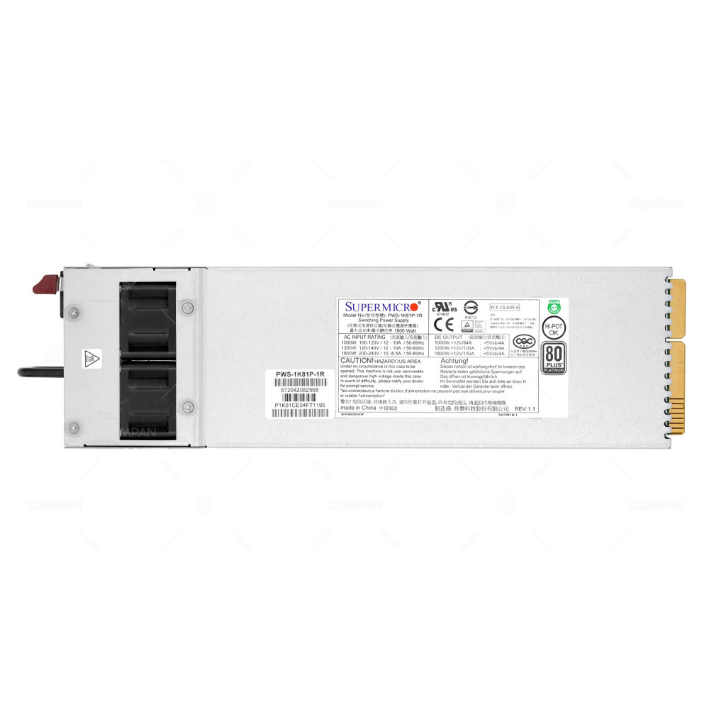 PWS-1K81P-1R  SUPERMICRO 80 PLUS PLATINUM 1800W SWITCHING POWER SUPPLY FOR NUTANIX NX-7110