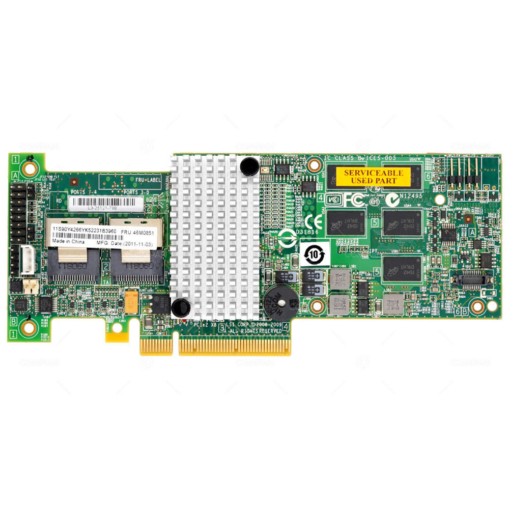 46M0851 NO BRACKET  IBM SERVERAID M5015 8-PORT 6G SATA SAS RAID CONTROLLER NO BRACKET FOR X3200, X3400, X3550, X3620, X3630, X3650, X355 M3/M4, X3690, X3850, X3950 X5, X3100, X3250 M4