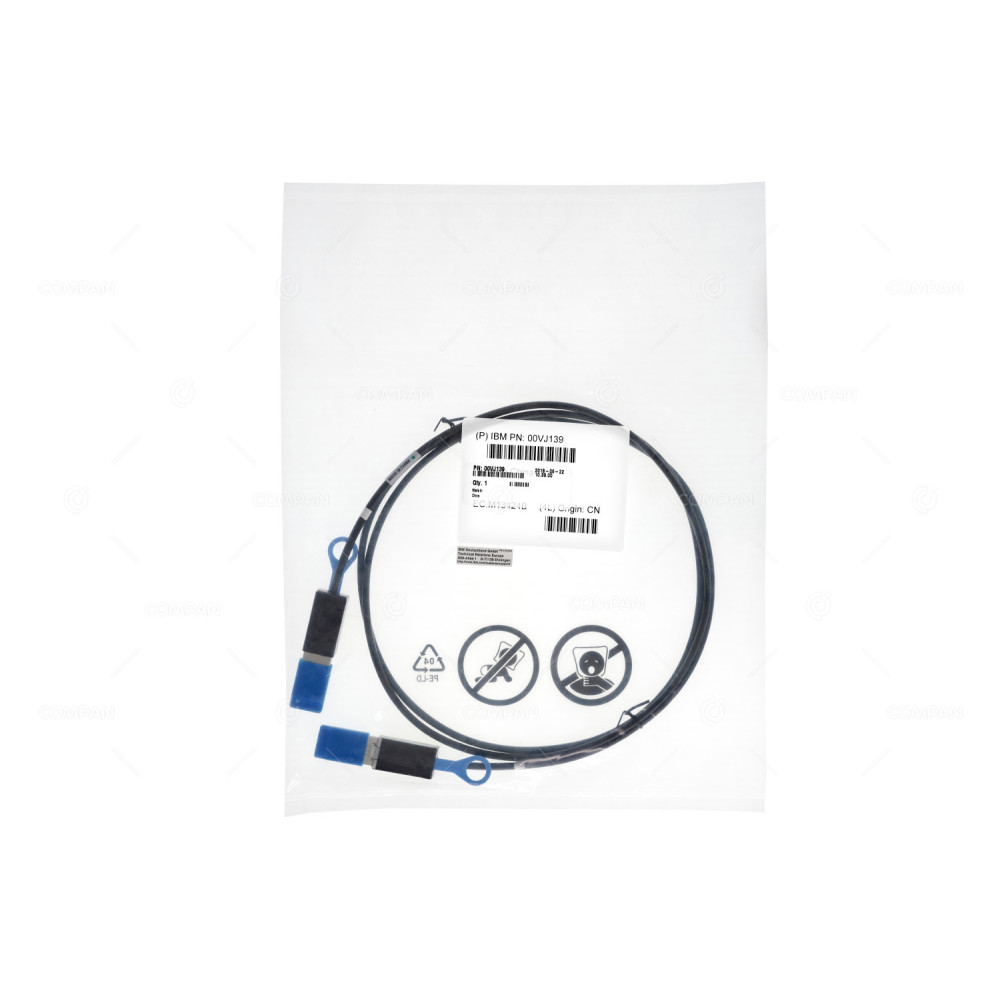 00VJ139  IBM 00VJ139 SAS CONNECTION CABLE M13424B 2M CONNECTOR 2X MINI SAS SFF-8088 MALE