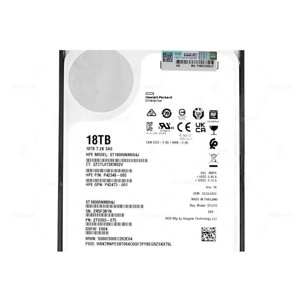 P42803-001  HP HDD 18TB 7.2K SAS 12G 3.5" LFF FOR HPE MSA 2060