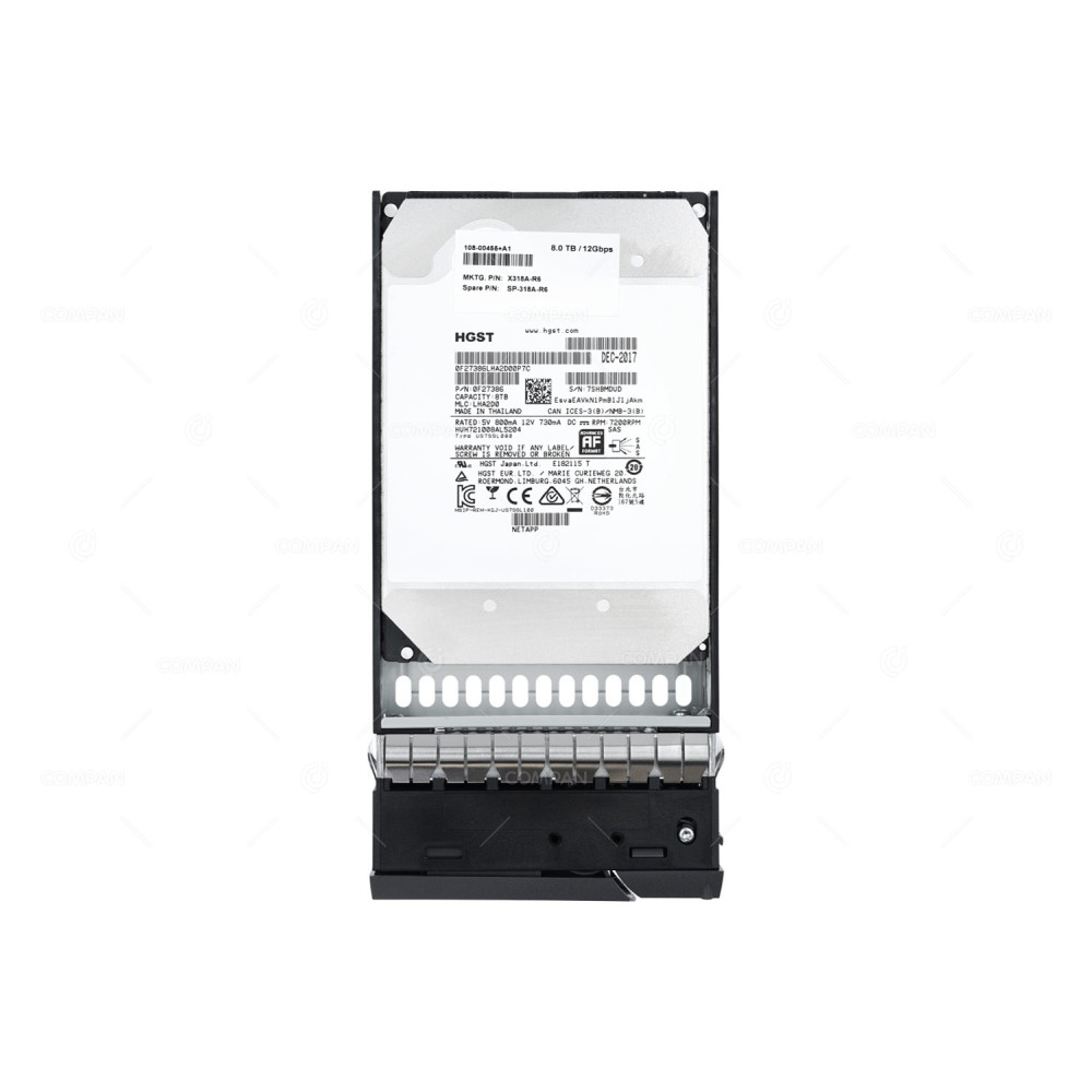 X318A-R6 NETAPP HDD 8TB SAS 12G 7.2K 3.5" LFF FOR NETAPP DS212C