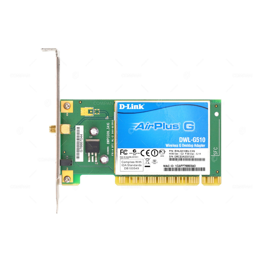 EWLG510EU.C2G  D-LINK AIRPLUS G DWL-G510 54M 2.4GHZ IEEE 802.11G PCI WIRELESS DESKTOP ADAPTER