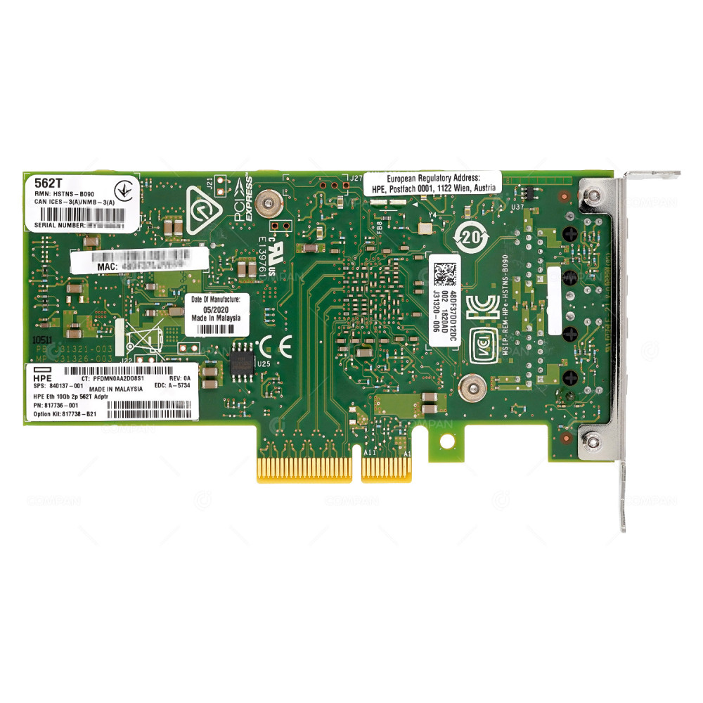 840137-001 LP  HP 562T DUAL PORT 10GB ETHERNET NIC ADAPTER FOR DL380 G10 LOW PROFILE
