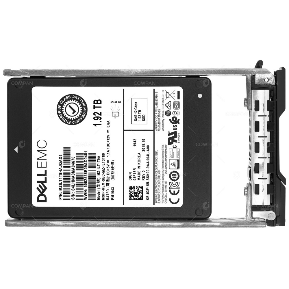 3F15R DELL SSD 1.92TB SAS 12G 2.5" SFF HOT-SWAP FOR DELL SC5020