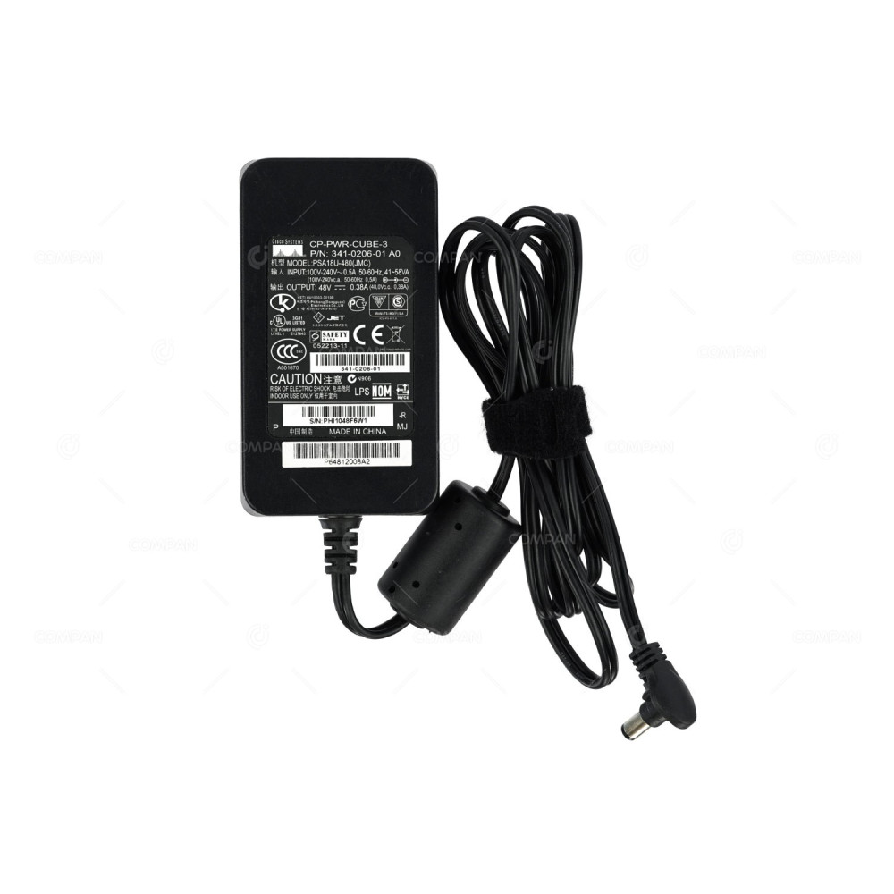 341-0206-01 CISCO 18W 48V 0.38A AC/DC ADAPTER FOR CISCO 7900 IP PHONE SERIES CP-PWR-CUBE-3, PSA18U-480(JMC)