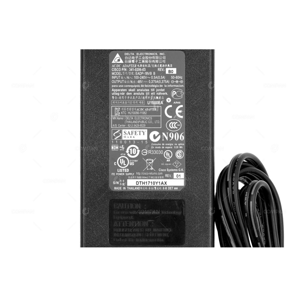 341-0206-03 AC ADAPTER DELTA 48V 0.375A 5.5MM EADP-18VB