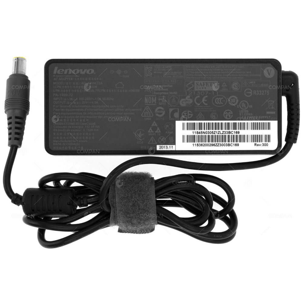 45N0306 LENOVO 45N0306 AC ADAPTER 90W 20V 4.5A FOR LAPTOPS THINKPAD SERIES 45N0305, ADLX90NLT3A, 36200296