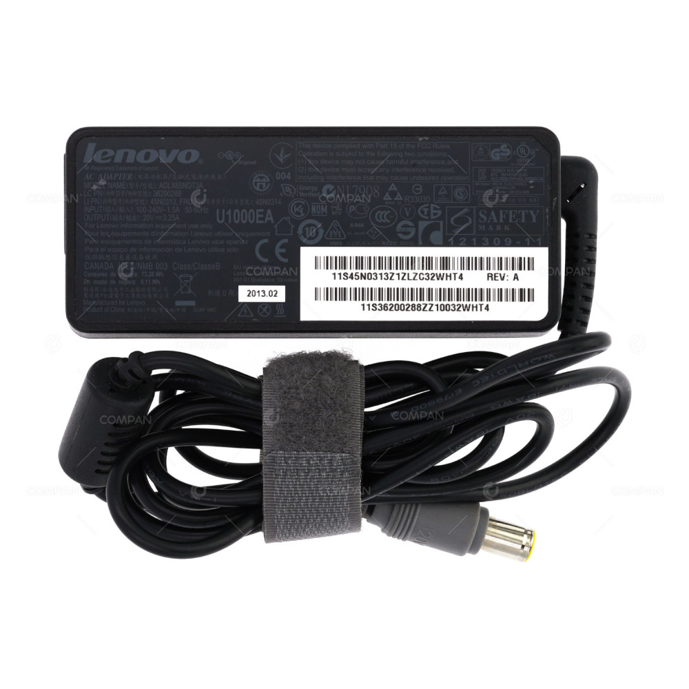 45N0313 LENOVO AC ADAPTER 65W 20V 3.25A FOR LAPTOPS THINKPAD SERIES 45N0314, ADLX65NDT3A, 36200288