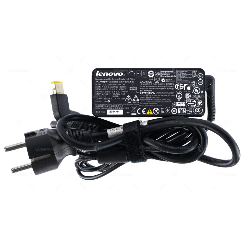 45N0490 LENOVO 45W 20V 2.25A AC ADAPTER CHARGER FOR THINKPAD LAPTOPS 45N0289, ADLX45NDC3A, 36200602