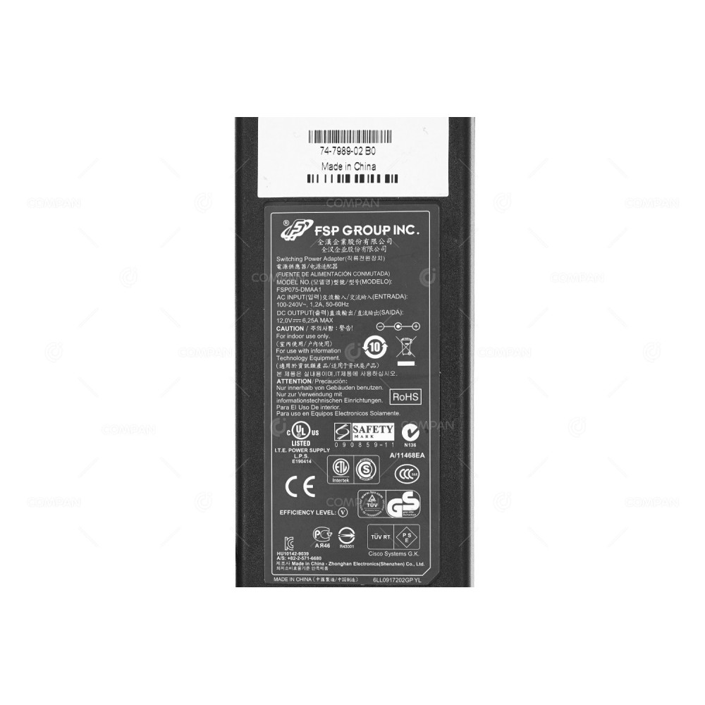 9NA0750610 AC ADAPTER 12V 6,25A -